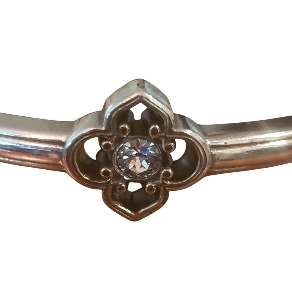 Brighton  Silver Tone Bangle Bracelet with Cubic Zirconia Accent Delicate Style‎